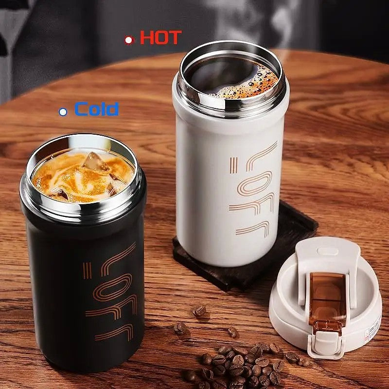 Caneca de café térmica com canudo, 600ml/21oz, parede dupla isolada, sublimaç