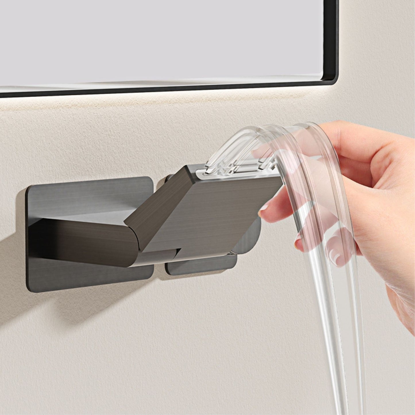 Torneira inteligente de latão preto para banheiro com design de display digital