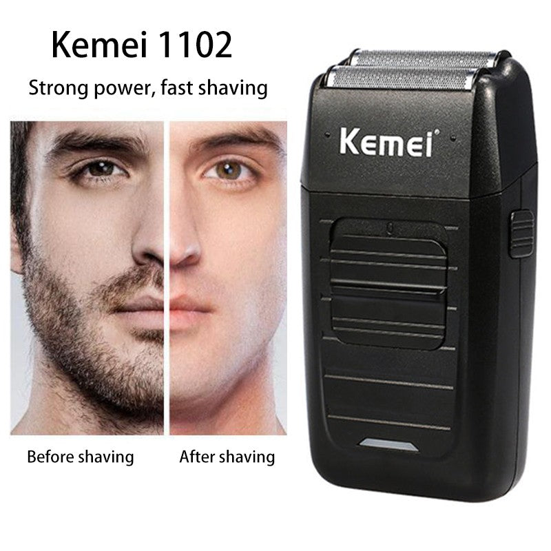Kemei recarregável sem fio barbeador para homens lâmina dupla alternativa barb