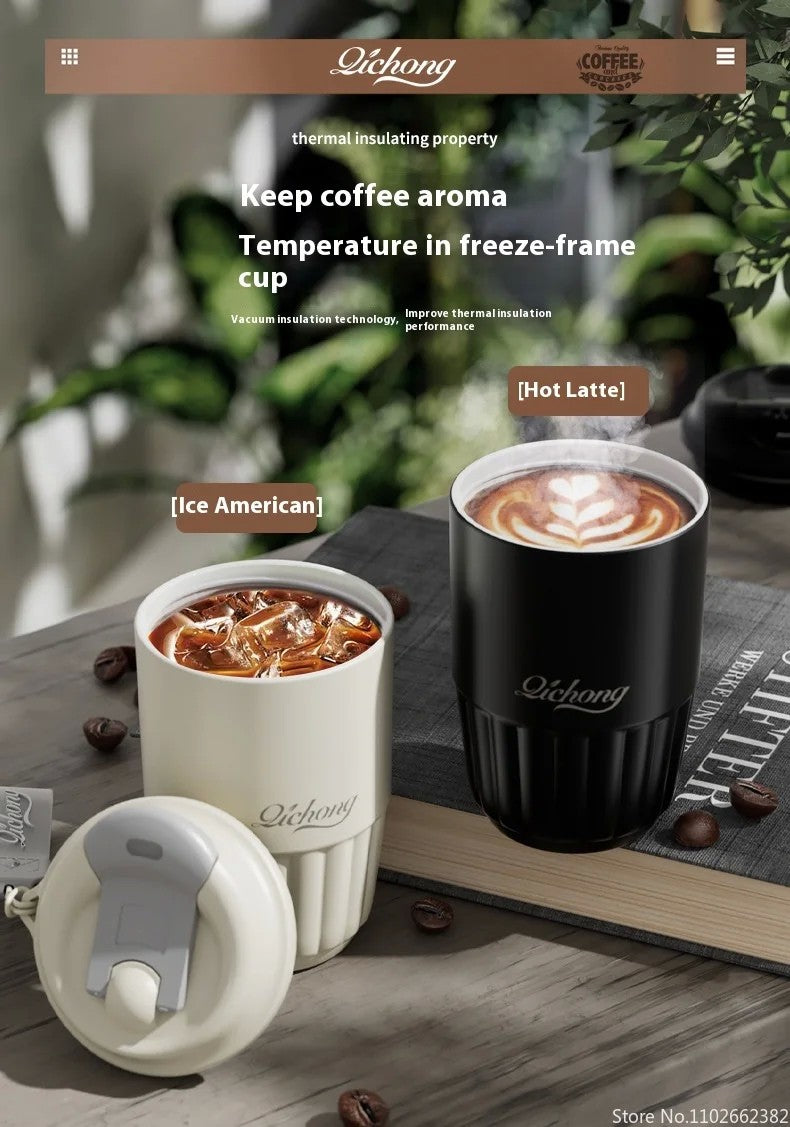 410ml forro cerâmico garrafa térmica xícara de café parede dupla aço inoxid