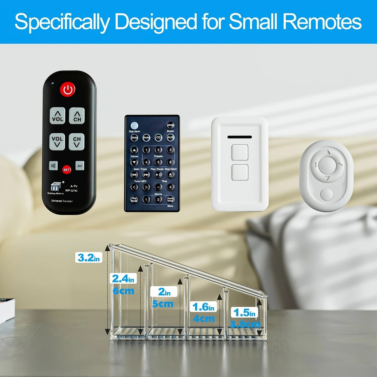 1pc suporte de controle remoto de plástico transparente com 4 compartimentos-id