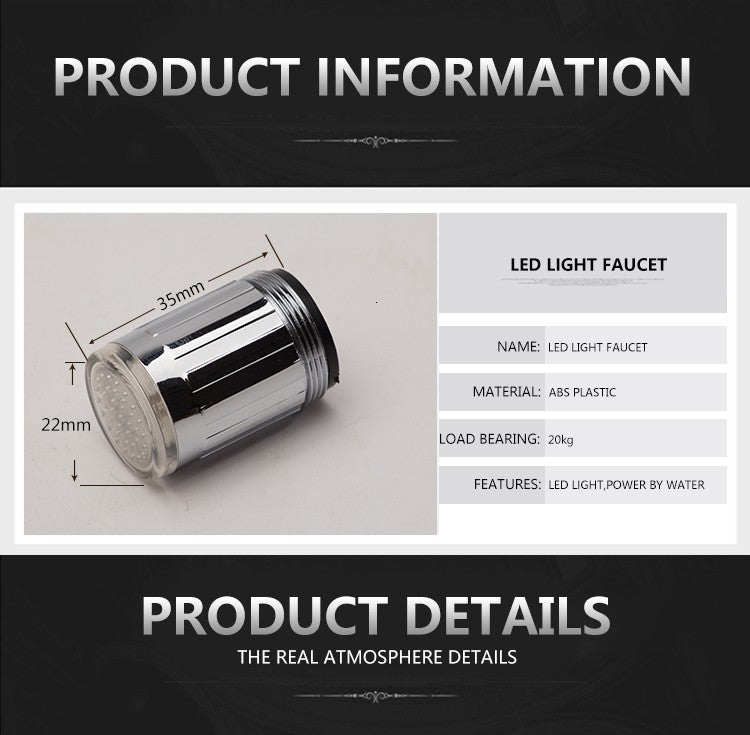 Zhang ji led sensível à temperatura 3 núcleos light-up torneira cozinha banhe