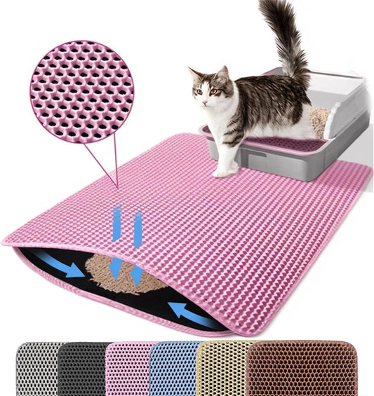 Tapete de areia para gatos, camada dupla, reforçada, grande, caixa de areia par