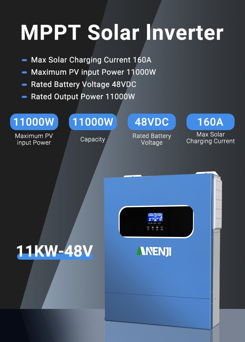 ANENJI 4KW 6.2KW 11KW Inversor Solar Híbrido 24V 48V 230VAC Max PV 500V 100A 12