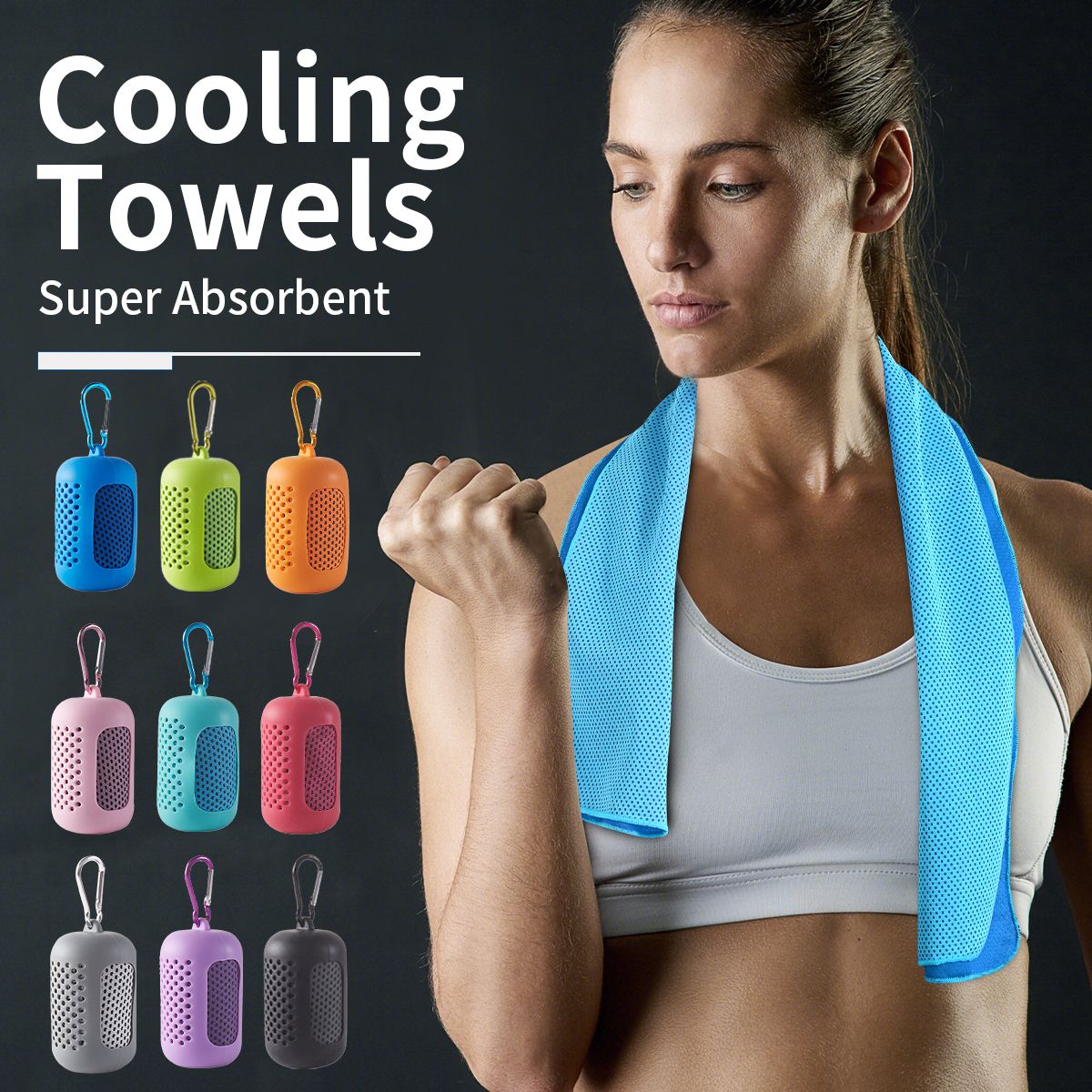 Mini conjunto de sílica gel portátil, toalha fria, secagem rápida, frio, suor