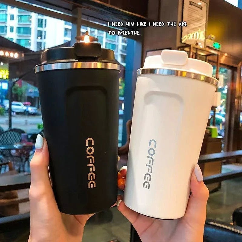 Caneca térmica de aço inoxidável 380/510ml, garrafa térmica para café, águ