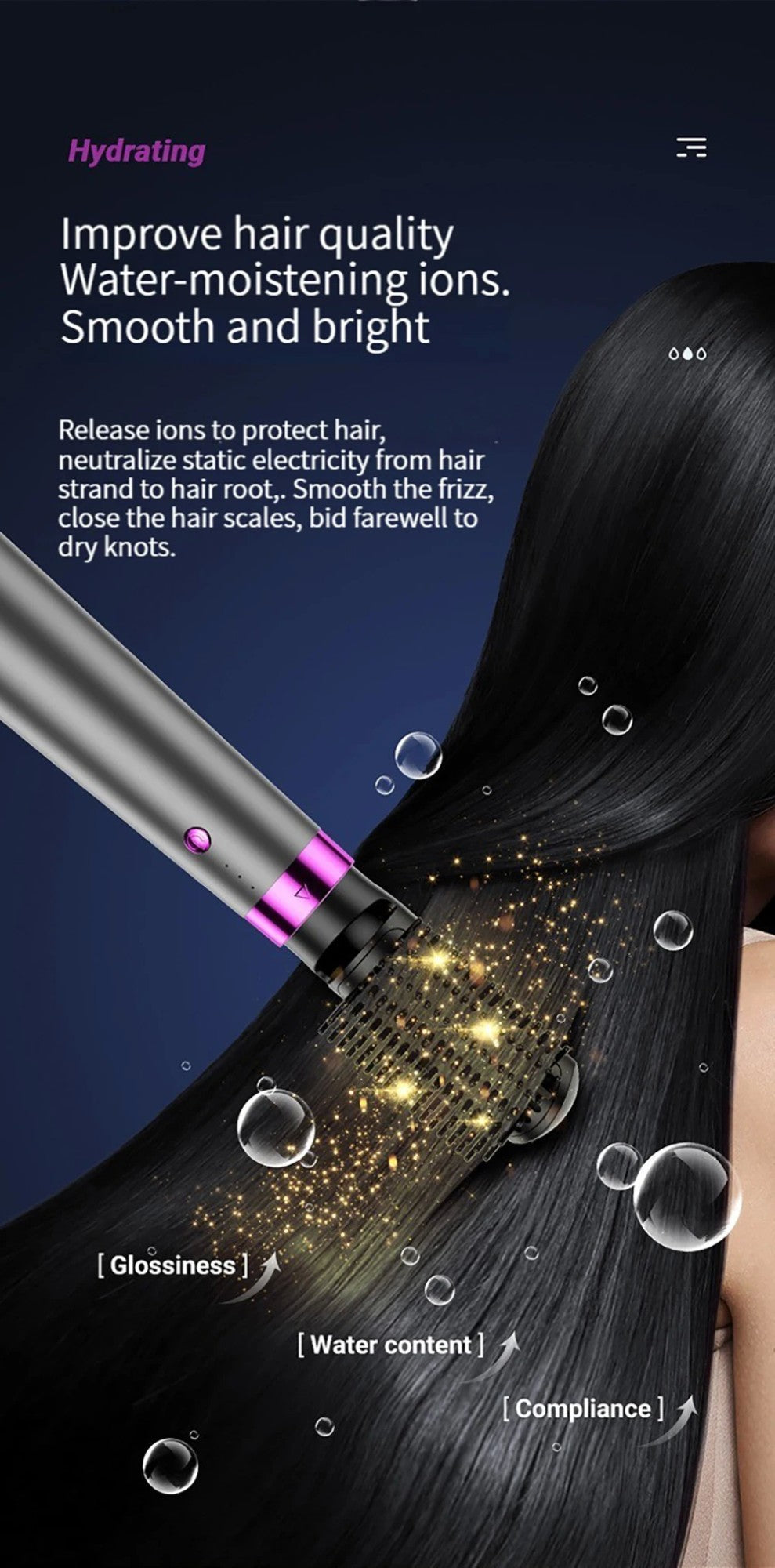 Secador de cabelo multifuncional 5 em 1, pente de ar quente, haste de ondulação automática, pente de cabelo reto, ferramenta estilo salão de beleza, secagem rápida