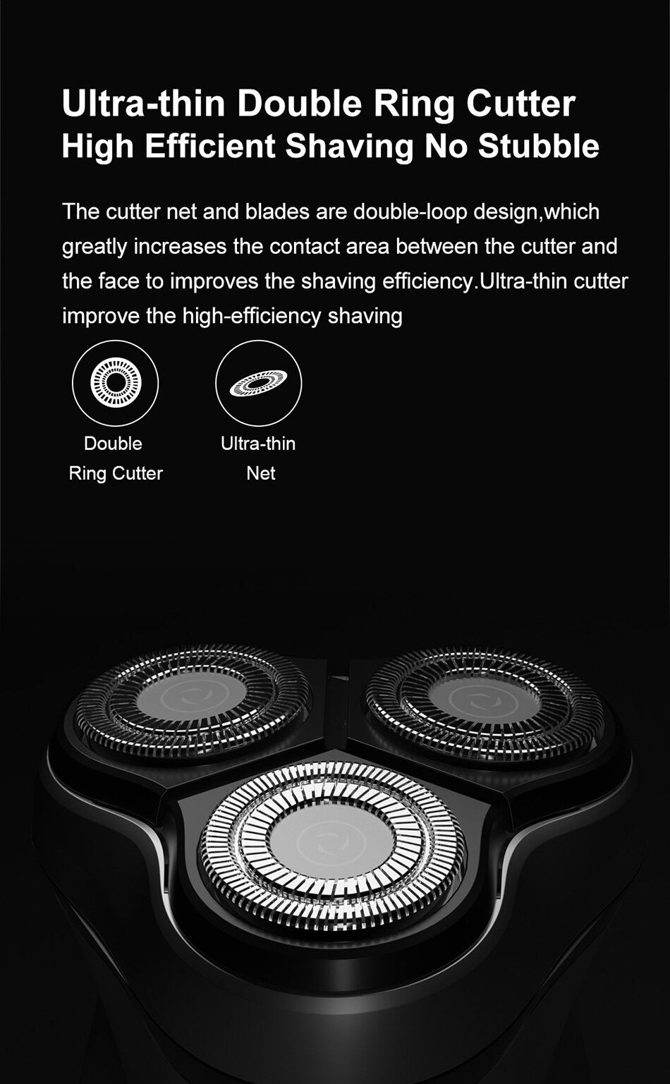 Barbeador rotativo elétrico Enchen Blackstone para homens, lâmina flutuante 3D