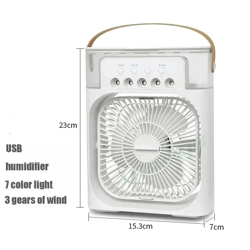 Ventilador com umidificador portátil de luz noturna LED - Mini refrigerador de
