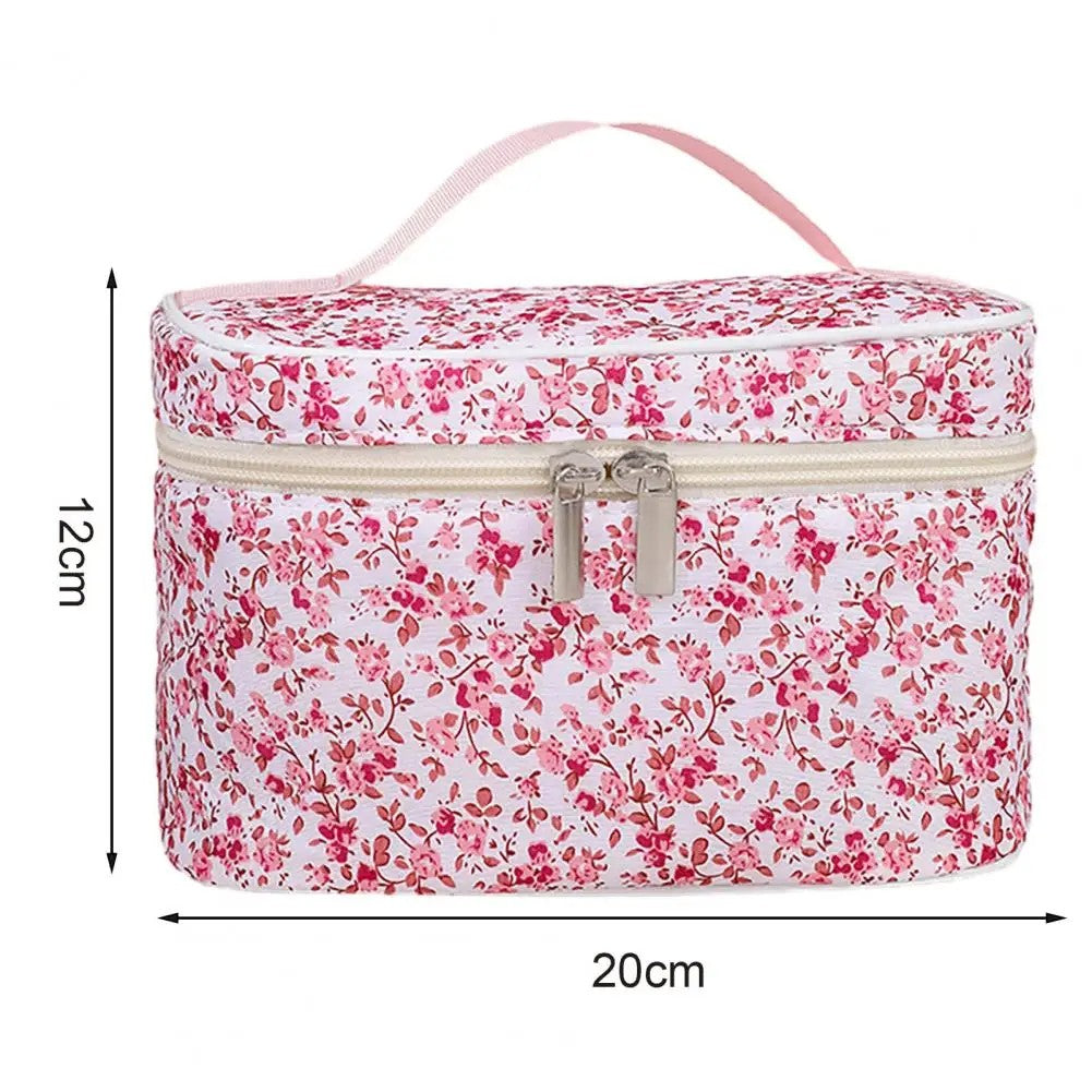 Bolsa cosmética de algodão padrão floral capacidade saco cosmético duplo zí