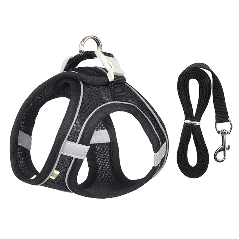 Conjunto de Arnês Ajustável para Cachorro e Gato, Colete para Cães, Trela Pet