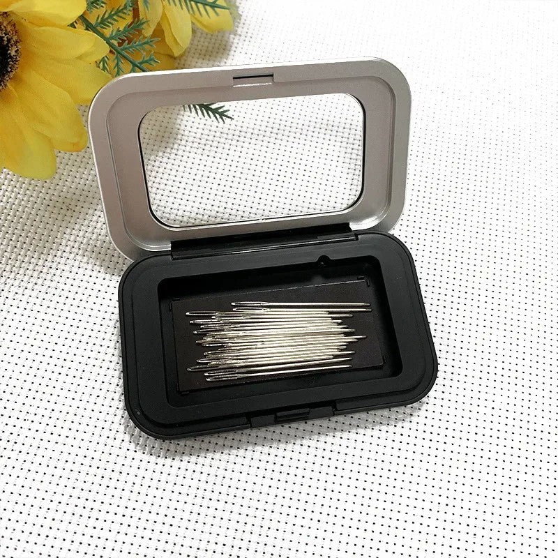 1pc caixa magnética retangular preto agulha de costura titular caso botões pin