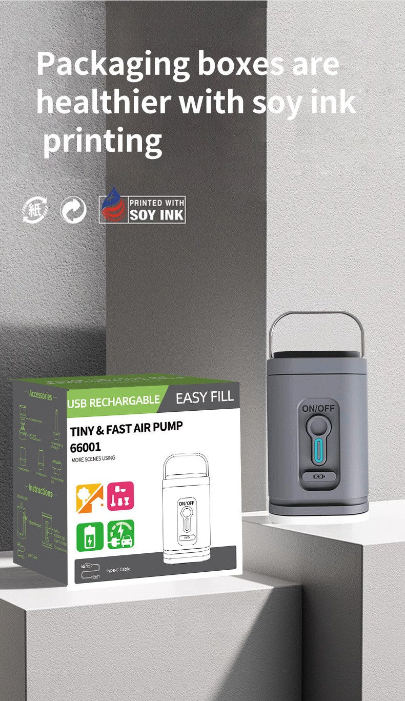Mini bomba de ar portátil com bateria de 1300mAh recarregável USB para inflar