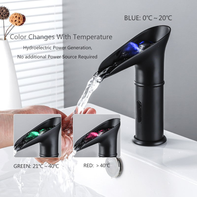 OXG Latão Sensor Inteligente Cachoeira LED Torneira Da Bacia, Sensor Automátic