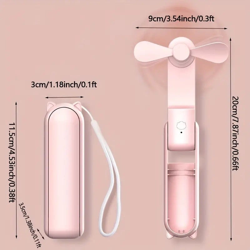 Mini ventilador portátil, recarregável por USB, ventilador portátil dobrável