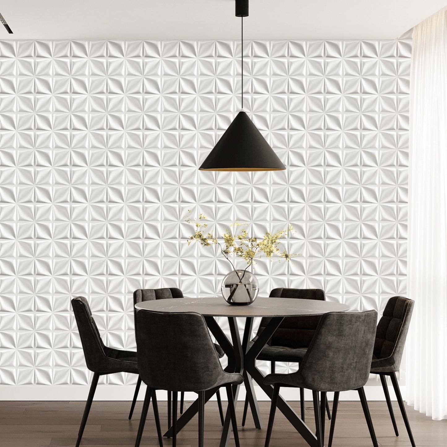 Painel de parede texturizado 3D KUUJOJOJO para decoração de parede interna, ad