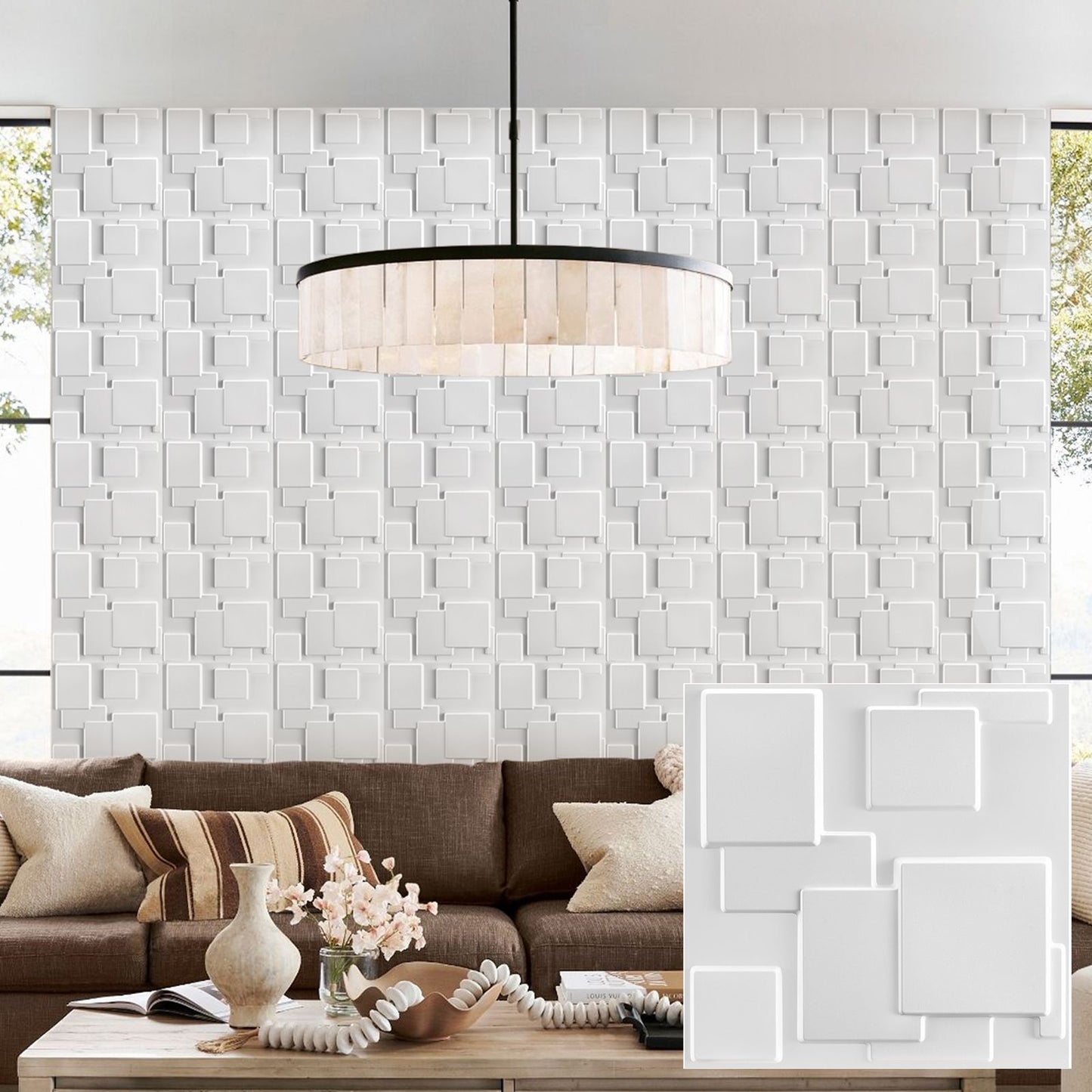 Painel de parede texturizado 3D KUUJOJOJO para decoração de parede interna, ad