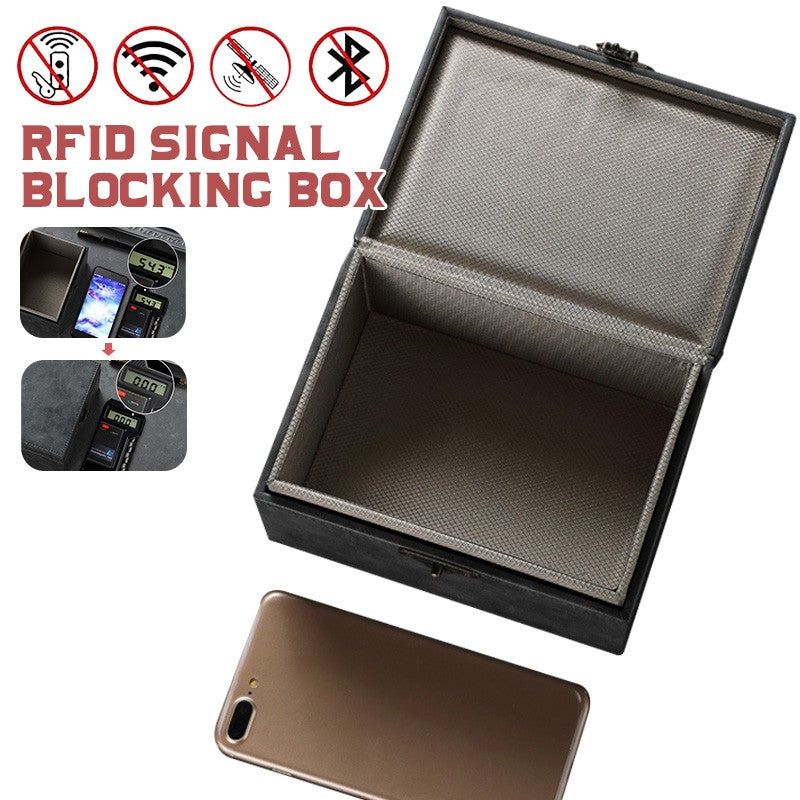 Caixa faraday de couro de cavalo louco, grande caixa rfid, protetor de chaves de