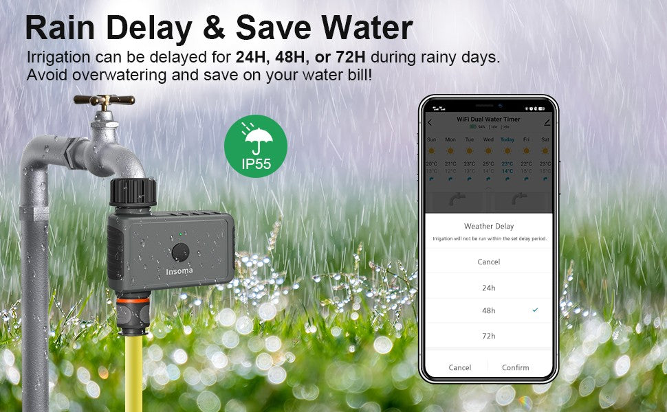 Insoma wi fi automático polvilhe temporizador remoto jardim temporizador de ág