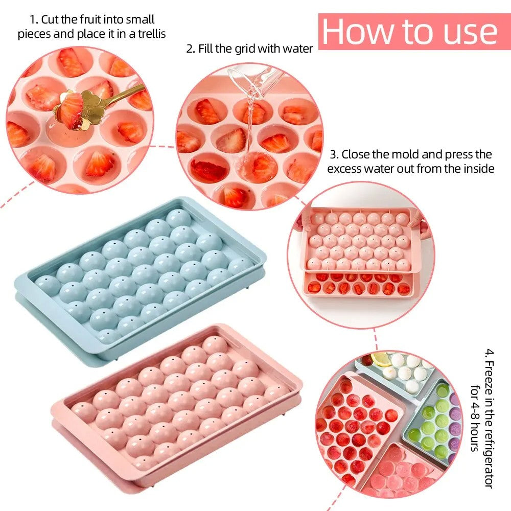 33 bandejas de cubos de gelo para freezer, molde para fazer bolas de gelo, mini