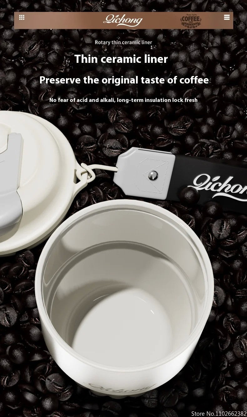 410ml forro cerâmico garrafa térmica xícara de café parede dupla aço inoxid