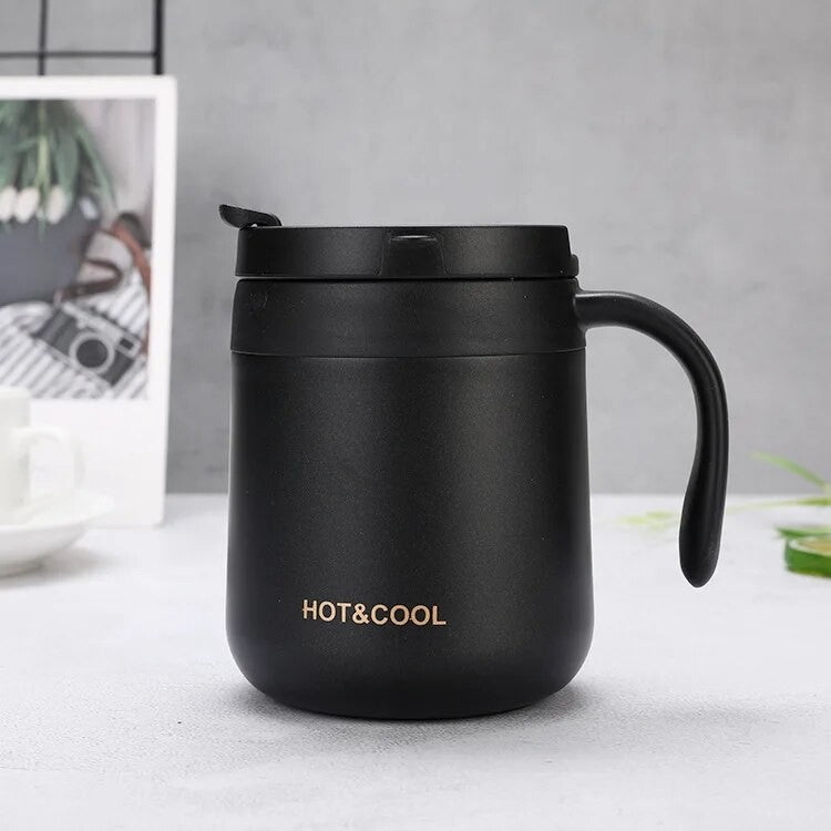 Caneca de café isolada de 350/500ml com alça, caneca isolada de aço inoxidáv