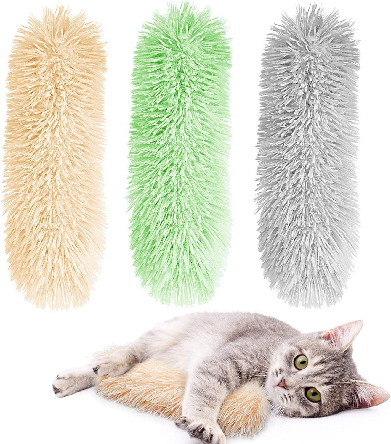 Gato de pelúcia mastigar brinquedo catnip auto-hi mordida brinquedos tira trave