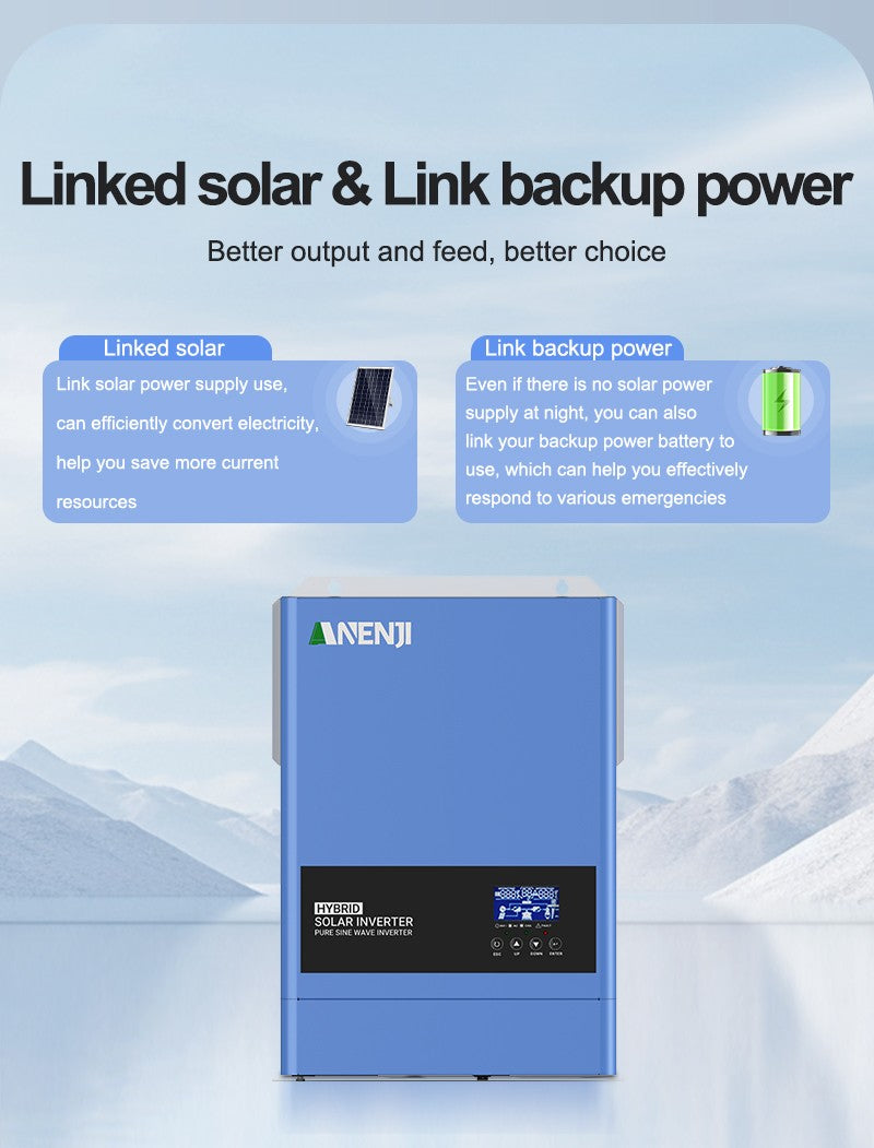 ANENJI 4KW 6.2KW 11KW Inversor Solar Híbrido 24V 48V 230VAC Max PV 500V 100A 12