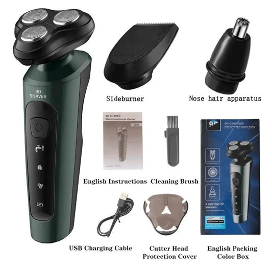 Barbeadores elétricos para homens, lâmina de barbear impermeável, uso úmido