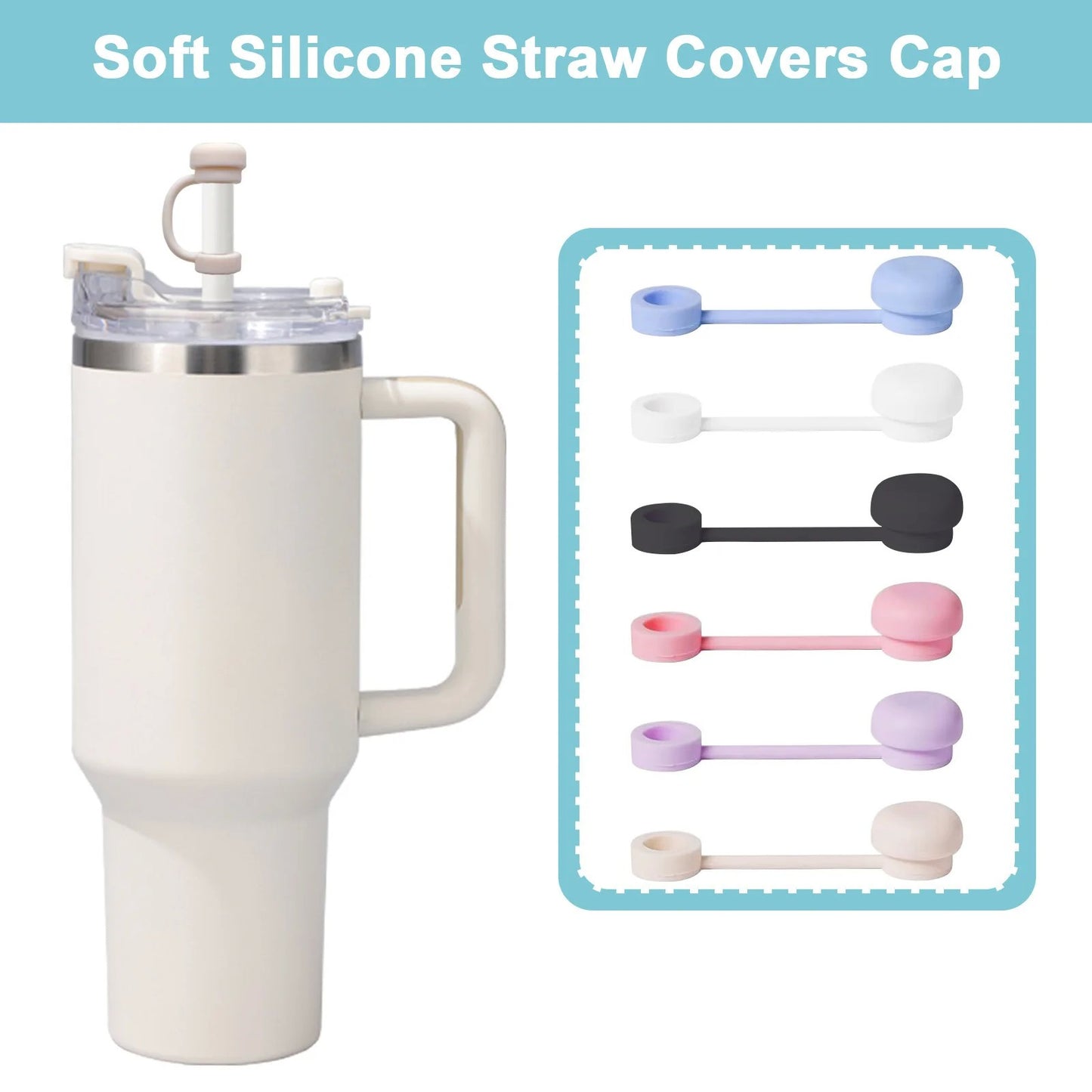 Tampa de palha reutilizável, toppers de palha de silicone, compatível com stan