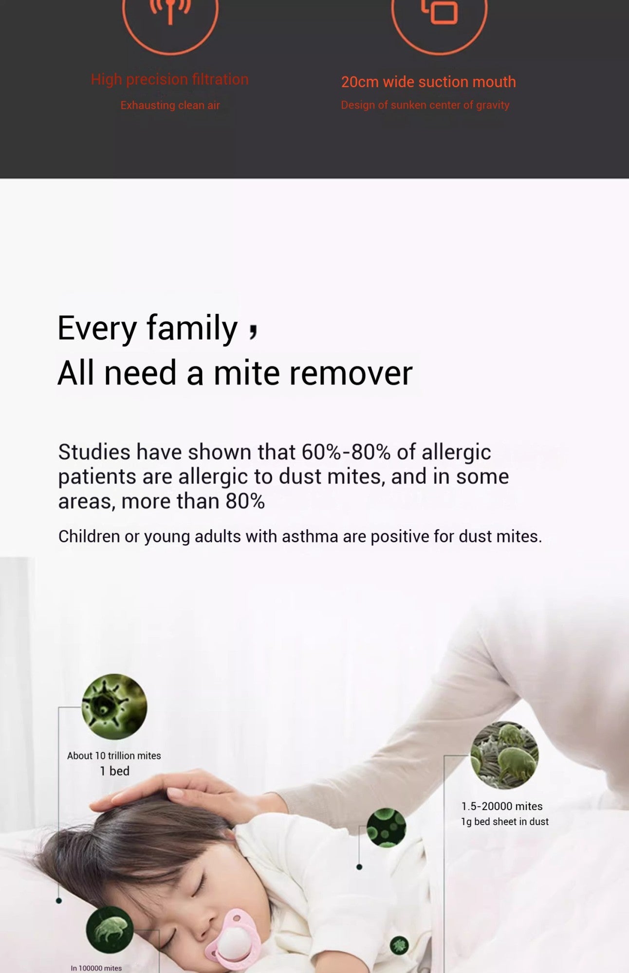 Xiaomi mijia removedor de ácaros sem fio escova esterilização uv 16kpa instru