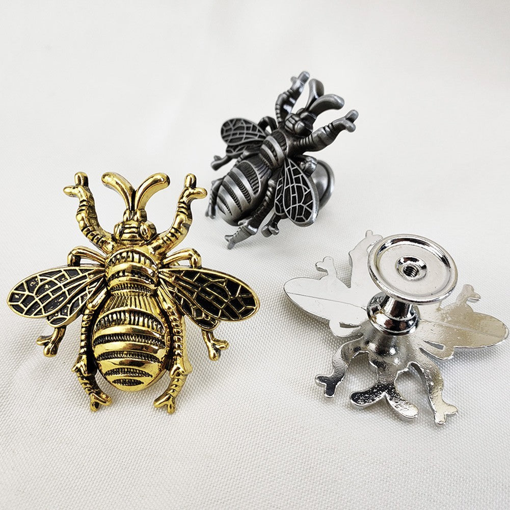 European Retro Bee Shape Drawer Handles Zinc Alloy Furniture Wardrobe Knob Kitchen Cupboard Drawer Door Vintage Pull Handles