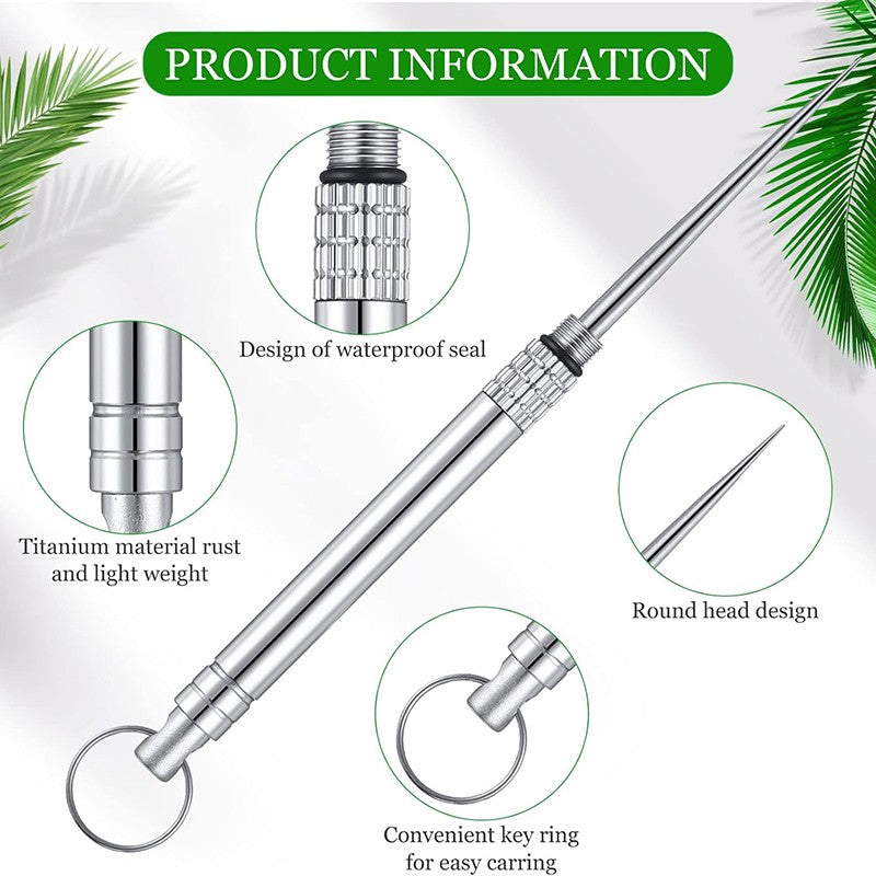 Palito de dente de titânio portátil, palito de bolso de metal, palito de dente
