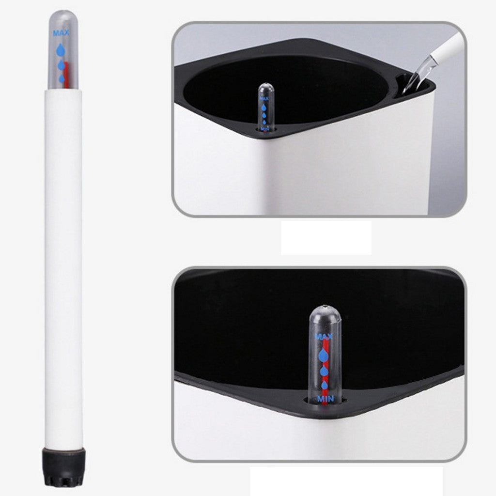 Plantador branco com rega automática, indicador de água, vaso decorativo moder