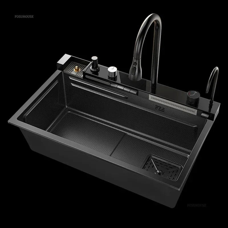 Pias de cozinha inteligentes com slot único para apartamentos, pias multifuncio