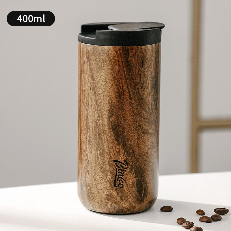 Copo de café térmico de grão de madeira Padrão Caneca de viagem Vácuo isola