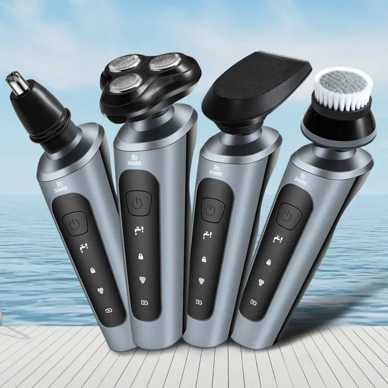 Barbeadores elétricos para homens, lâmina de barbear impermeável, uso úmido