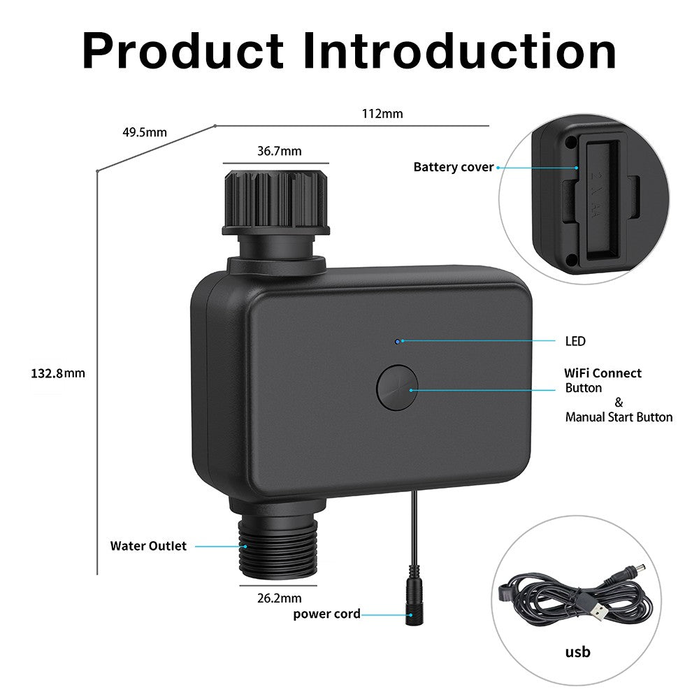 Tuya zigbee/wifi temporizador de água 1 zona sistema de rega programável flor