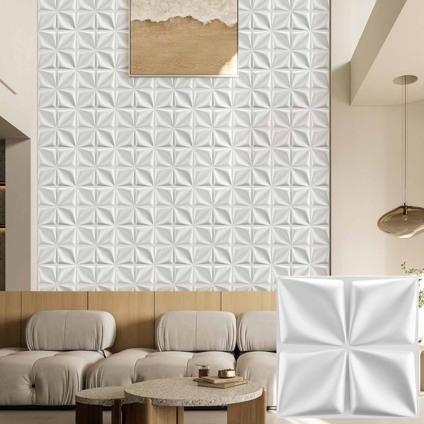 Painel de parede texturizado 3D KUUJOJOJO para decoração de parede interna, ad