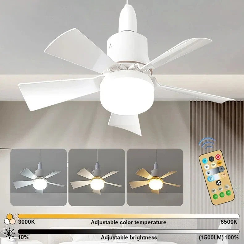 Ventilador de teto led com luz controle remoto regulável 30w e27 base moderna i