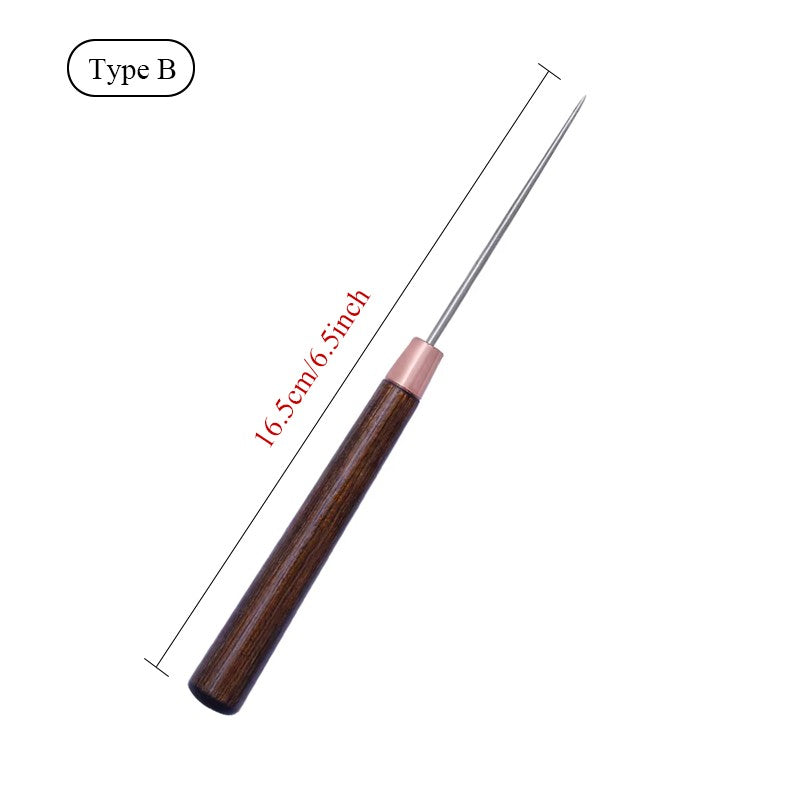 Lmdz punho de madeira furador de couro ferramentas de perfuração de couro fura