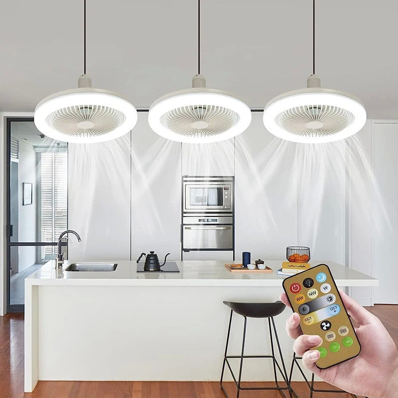 Ventilador de teto inteligente 3 em 1 com lâmpada de iluminação com controle