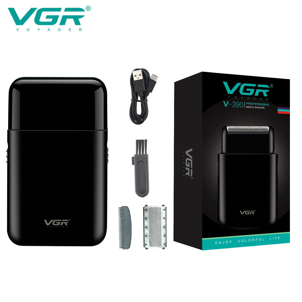 Vgr V-390 mini lâmina única sem fio aparador de barba navalha recarregável fo
