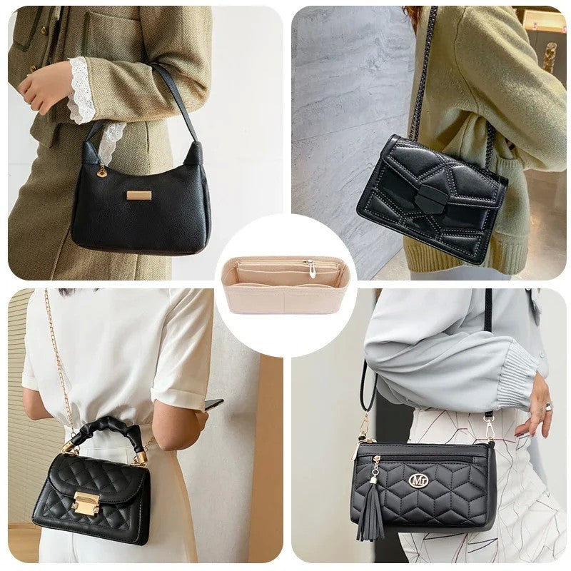 Feltro Insert Bag Serve para Longchamp Mini Handbag, Liner Bag Portátil, Sacos