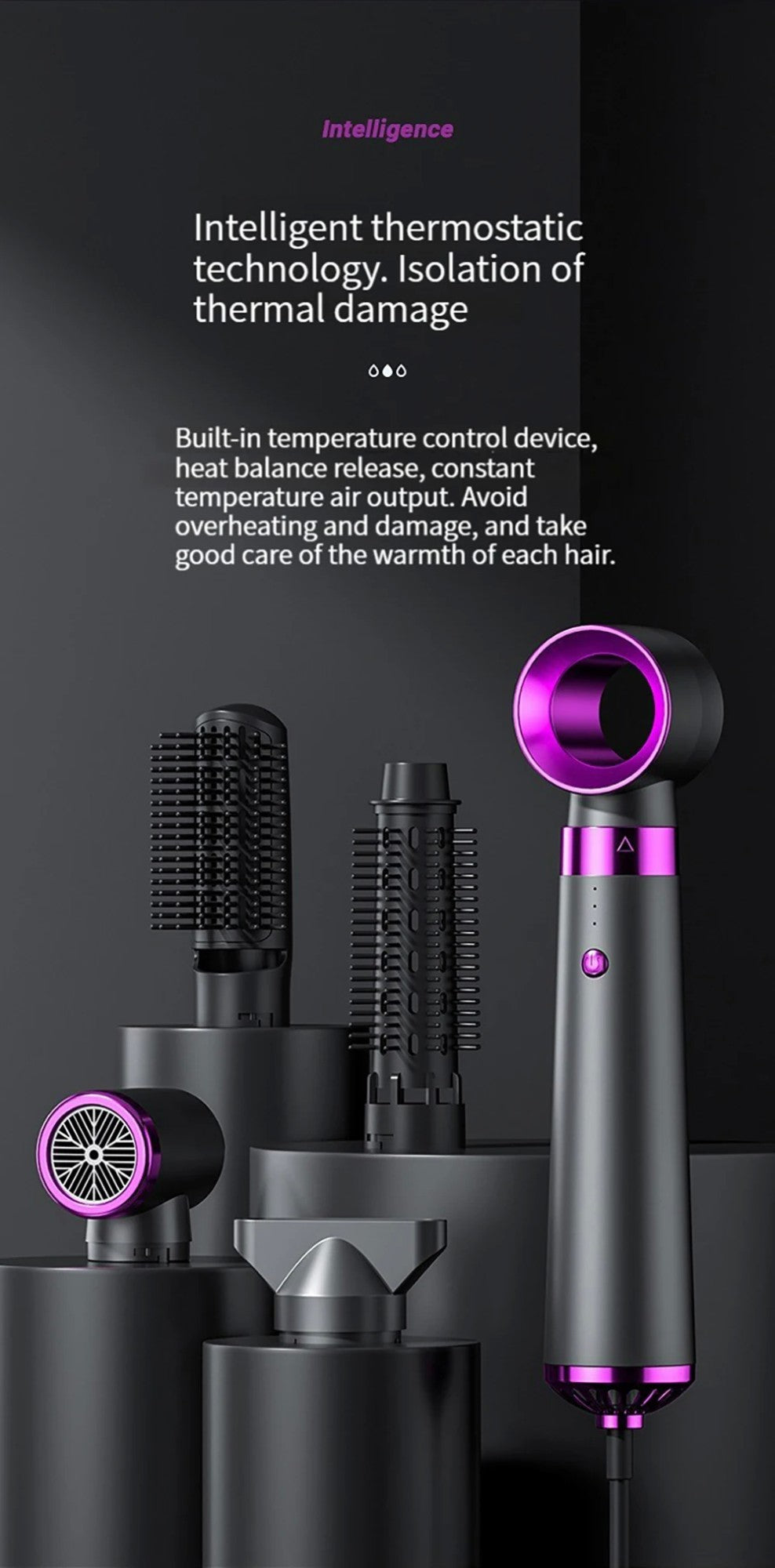 Secador de cabelo multifuncional 5 em 1, pente de ar quente, haste de ondulação automática, pente de cabelo reto, ferramenta estilo salão de beleza, secagem rápida