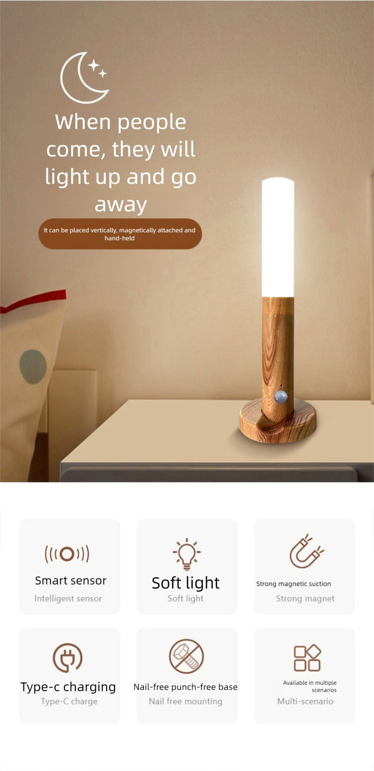 Sensor de movimento inteligente luz noturna led recarregável lâmpada de parede