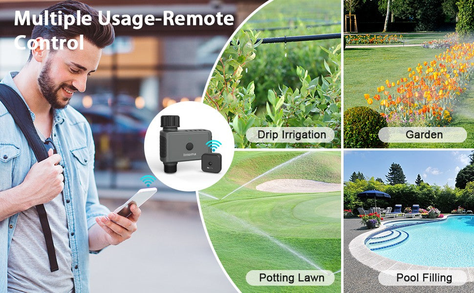 Insoma wi fi automático polvilhe temporizador remoto jardim temporizador de ág